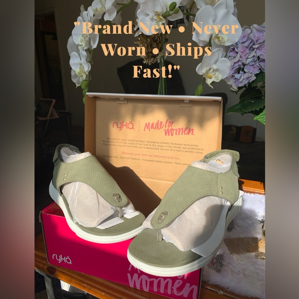 Ryka Sandals 8.5W • NEW • Orthopedic Comfort • Olive Green Summer Shoe